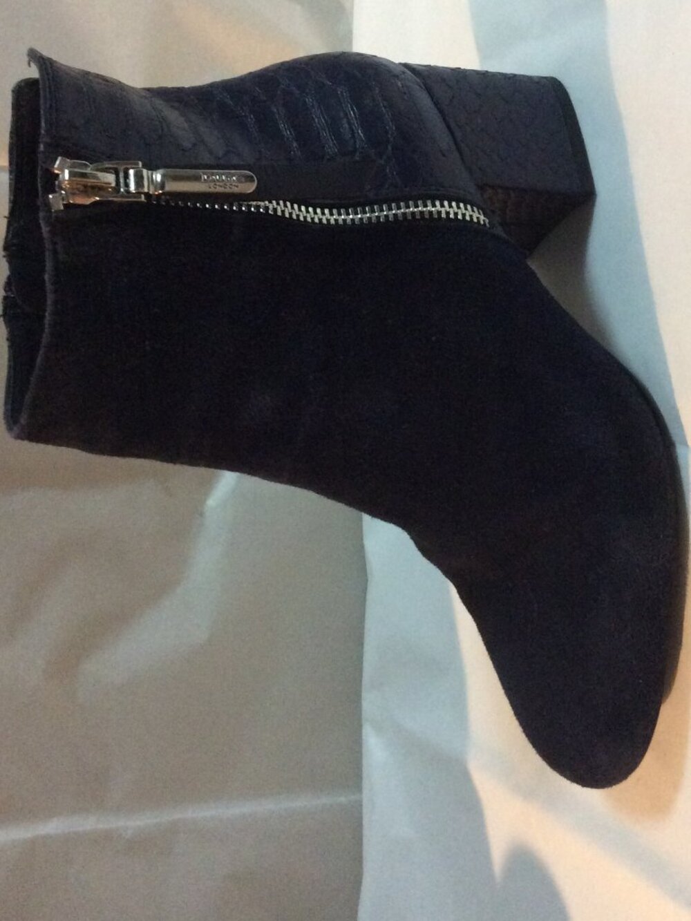 Dune London Suede & Croc-Embossed Booties Size 36